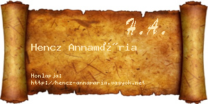 Hencz Annamária névjegykártya